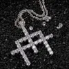 Fashion-r Hip Hop Iced Out Zirkonia Weißgold Super Kreuz Kombinationskette Halskette Rapper Ketten Schmuck Geschenke für Männer Frauen