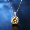 Champagne Crystal Necklace EurAmerican Simple Square Chain