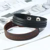 Braccialetti a maglie in vera pelle nera e marrone da uomo alla moda Bracciale lungo 22 cm dal design semplice di alta qualità