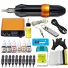 Kit de tatouage de stylo rotatif professionnel 6 couleurs ensemble d'encres de mitrailleuse immortelle LCD Mini cartouche d'alimentation aiguille équipement fournitures9783778