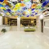 Art Mosaic Lights Lamps Multicolor Italian Blown Plates Chandelier Lighting Murano Glass Flush Mounted Ceiling Light