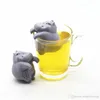 Infuseur à thé en forme d'hippopotame Silicone passoire à thé réutilisable filtre à café herbe sachets de thé vides accessoires de diffuseur de feuilles mobiles