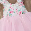 Bambini ragazze fiore rosa Tutu abiti da battesimo abito in pizzo parata festa di nozze bambini ragazze vestito da ballo dolce abbigliamento costume floreale