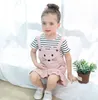 Bebés Meninas Roupas Cat design listrado Vestido camisa 2PCS Conjuntos de manga curta T-shirt Cat Vest Vestido Ternos Ruffled Skirt Kids Clothing DHW1920