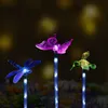 3pcs LED 태양 잔디 램프 정원 장식 조명 6led 극 빛 잠자리 Hummingbird 나비 야외 조명