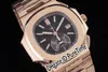 3KF 5980-1R-014 CH28-520C Automatic Chronograph Mens Watch Rose Gold Black Texture Dial Stainless Steel Bracelet 2021 Super Edition Watches Puretime e5