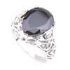 10 Pieces lot LuckyShine Fire Water Drop Black Onyx Gems Rhodium Plated obsidian Women's Rings Festival Jewelry New