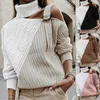 Frauen Neue Designer Kontrast Farbe Pullover Patchwork Gestrickte Häkeln Hohl-out Pullover Tops Mode Straße Weibliche Rollkragenpullover