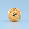 Ny lyxig 18K Gul Gold Bees Honeycomb CHARM SET ORIGINAL BOX FÖR PANDORA 925 Sterling Silver DIY Bracelet Charms Smycken Tillbehör