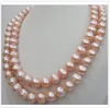 ENORME NATURAL MAR DEL SUR 10-11MM COLLAR DE PERLAS ROSAS 35"CIERRE DE ORO DE 14K