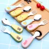 2pcs/ Set Stainless steel tableware creative Cartoon Children Tableware Set Fork Spoon With plastic box Children Dinnerware Sets