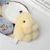 10 cm Słodkie Prawdziwe Prawdziwe Rex Rabbit Fur Bunny Torba Urok Klucz Łańcuch Keyring Akcesoria Telefon Torebka Torebka