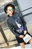 Women's Pu Leather Jackets Diamond Rivet Letter Print Punk Motorcycle Biker Zip Beading Woman's Coats Short Slim Outerwear YK012