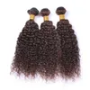 Chokladbrun Kinky Curly Malaysian Human Hair 3 Bundles 300gram # 4 Mörkbrunt Virgin Hair Weave Wefts Kinky Curly Hair Extensions 10-30 "