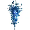 Crystal Chandelier Large Style Hand Blown Murano Glass Chandelier Light for Hotel Home Restaurant Blue Color Led Lights