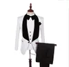 Latest Design Paisley Groom Tuxedos White Black Red Shawl Lapel Mens Prom Busienss Suit Blazer Party Suits (Jacket+Pants+Vest+Tie) J612