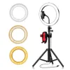LED RING LIGHT 5600K 10Inch 26cm Lampa Dimbar Photography Studio Video med 150cm Tripod Selfie Stickusb Plugg Telefonhållare