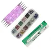 Nail Art Manicure Tools Kit 3 st / set 12Colors Nail Rhinestones Nails Dotting Pen med pincett för nagelkonstdekorationer