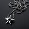 Mode - Or 18 carats et plaqué or blanc plein diamant CZ Zircon Pentagram Pendentif Collier Hip Hop Bijoux Cadeaux pour hommes et femmes 3018