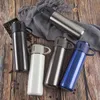 Dubbellaag Roestvrijstalen Thermos Cup met Cup Cover Draagbare 450ml Anti Slip Bodem Thermische Isolatie Waterfles DH0765