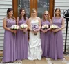 Simple Lavender Bridesmaid Dresses Cheap Ruched Pleats Floor Length Long Maid of Honor Gown Beach Weddig Guest Wear