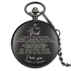 Fashion Classical Watches Full Black I LOVE YOU TO MY Mom Dad Wife Husaband Unisex Quartz Pocket Watch Pendant Chain Family Gift295i