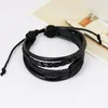 Großhandel - Retro Mehrschichtiges Lederarmband Armband Manschettenarmband Männer Frauen Wrap Charm Leder Schwarz Braun Geflochtene Seilarmbänder