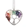Natural Crystal Stone Choker Halsband Chakra Tree of Life Quartz Heart Pendant Kvinnor Smycken Gratis frakt