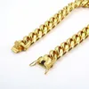 Gold Filled Men Miami Cuban Chain Bracelet Double Safety Clasps Hip Hop Stainless Steel High Polished Curb Link Jewelry 9466449