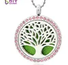 Fashion-Colorful Life Tree 30mm Round Glossy Magnet Kan vara öppen 316L Stainless Steel Perfume Pendant Fit Halsband utan kedja