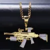 Mode- Hommes Bling Zircon Cubique Sniper Fusil Pendentif Chaîne Collier Designer De Luxe Plein Diamant Hip Hop Rappeur Bijoux Cadeaux pour Les Gars