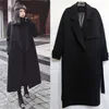 Moda donna misto lana femminile lungo autunno e inverno cappotto sottile donna a maniche lunghe casual medio lungo cappotto sottile # 4n20