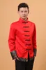 Vestido de casamento Top traje dos homens brinde noivo vermelho túnica Terno chinês Tang Roupa Top Partido Folk retro vermelho para Overseas Chinese