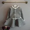 Retail girls Korean knitted plaid skirts suits 2 piece outfits sports tracksuit kids designer tracksuits children clothing Sets1265042404