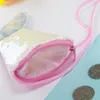Barnkläder Tjejer Love Mermaid Sequins Zipper Coin Plånbok Med Snodd Fisk Form Svans Sling Money Card Purse Pouch Bag Mini Purse