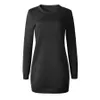 Fashion Women Winter Casual Dresses Warm Sweatshirt Dress Round Neck Thicken Long Sleeve Party Mini Dress Party Solid Slim Dress