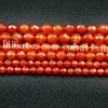 5 hilos Fine Faceted Corte Natural Cardelian Gemstone Feads Loose Beads Center Drill Ball Agate Red Agate Tamaño de 6 mm de 8 mm 10 mm para joyería1836050