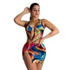 Bikini slim aderente da donna 2020 costume da bagno sexy patchwork con stampa colorata da spiaggia per il nuoto