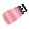 300g t 1b rosa rosa ombre ombre de cabelo humano pacote de dois tons de boa qualidade onda corporal brasileira