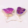 10Pairs 25-40mm Freeform Natural Sea Sediment Jasper Drop Dangle Earrings Bezel Set Gold Plated Imperial Impression Stone Regalite Earring