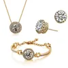Fashion Austrian Crystal Pendant Necklace Earrings Bracelet Women's Shining Beads Bridal Wedding Jewelry Set TO273