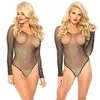 Sexy Frauen Langarm Fishnet Strass Body Trikot Tops Badeanzug Aushöhlen Off Schulter Durchsichtig Overall Overall4985765