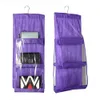 7 Colors Home 6 Pockets Handbag Purse Storage Bag Hanging Books Organizer Wardrobe Closet Hanger Double Sided Foldable Transparent EEA1419-3