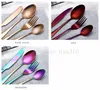 8 ألوان جدول Set Dinnerware سكين شوكة الفولاذ المقاوم للصدأ Steel Cutlery Dinnerware Set Kitchen Flatware Sets 4Pcs / Set T10C0017