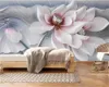 Custom 3d Flower Wallpaper HD 3D Relief tredimensionell rosa lotus anpassade romantiska vardagsrum sovrum vackert tapeter