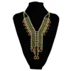 Bohemian Golden Gold Plated Chain Resins Beads Crystal Pendant Necklace Earring sets Women's Wedding Gift