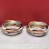 Дизайнерское кольцо для пары с тремя кольцами для мужчин и женщин, роскошные любовные кольца с тремя цветами, розовое золото, ювелирные изделия в подарок