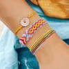 Daisy Flower Bracelet Wax thread woven cloorgul bohemain Set 3 PCS Handmade Rope Women's Waterproof Sleeve