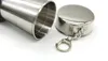 Portable Stainless Steel Folding Drinking Wine Cup Mug for Outdoor Travel Picnic Key Chain Collapsible Telescopic Cup 75ml