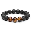 Bracelet de perles en pierre naturelle pour hommes, brins de roche volcanique, diffusion d'huile essentielle, bijoux de poignet de yoga 314Z